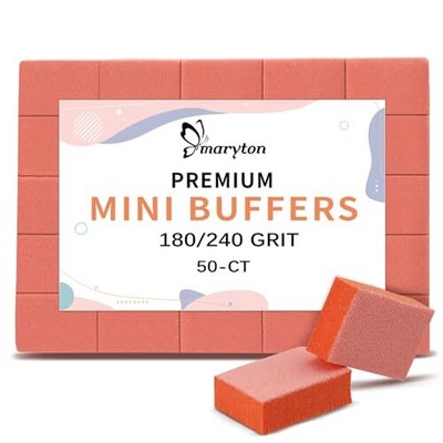  Mini Nail Buffer Blocks - 180/240 Grit Professional Salon Orange Buffers - 