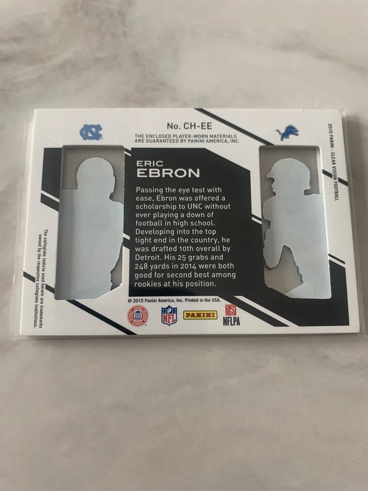 2015 Panini Clear Vision Football Clear History Eric Ebron Jersey #25/99 Lions - Image 3 of 3