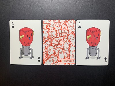 Swap Playing Card   CHURN MONSTERS    Lot of 2 Black Fours