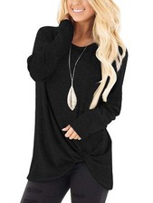 Long Sleeve Women Tops: Fall Casual Tunic Shirts for Womens Round Neck Twist