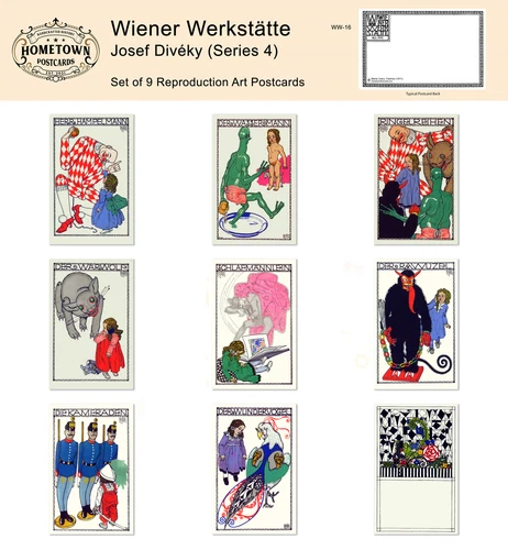 Josef Diveky (Series 4) Wiener Werkstatte Lot of 9 Rare Antique Greeting Postc..