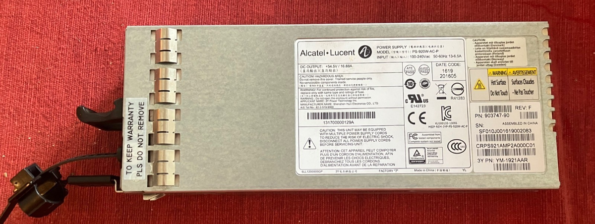 Alcatel-Lucent OS6860E OS6860-BP-PX 903747-90 920W POE+ POWER