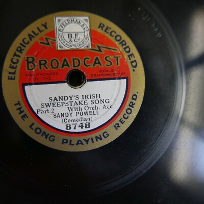 9'' 78rpm SANDY POWELL sandy`s irish sweepstake song BROADCAST 874
