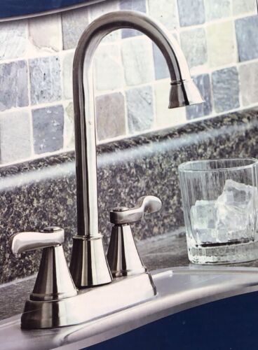 New Aquasource 2 Handle Bar Faucet Brushed Nickel Finish #0207560 Aqua Source - Afbeelding 1 van 9