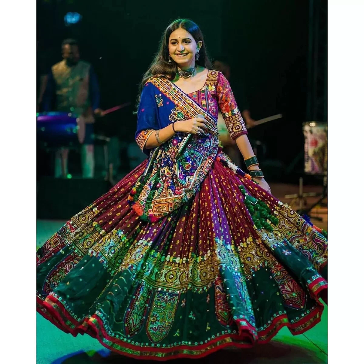 Printed top ghagra choli