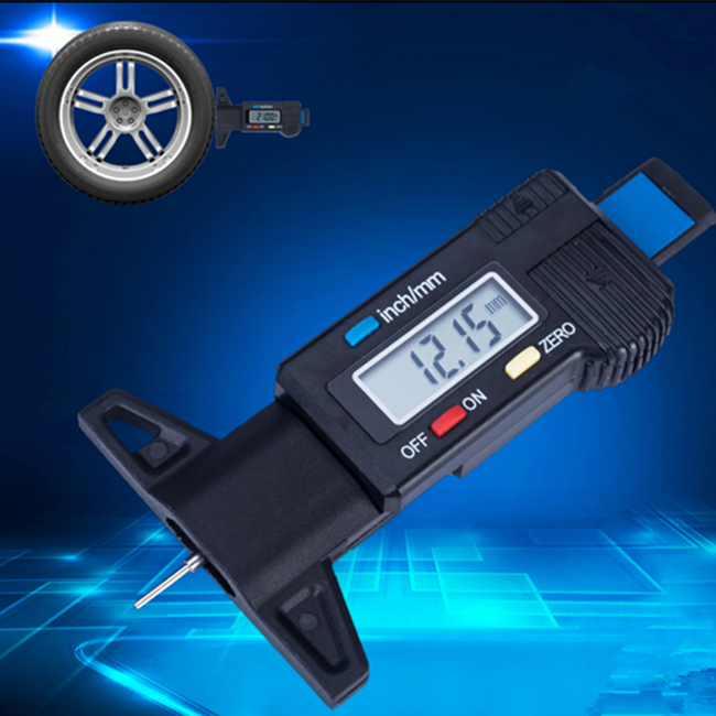 Misuratore di profondità LCD digitale auto pneumatici battistrada strumento pinza freno pastiglie scarpe
