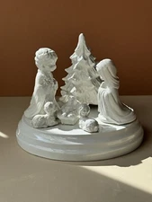 Byron Molds 1975  Musical Nativity Scene Away In the Manger Blue Ceramic