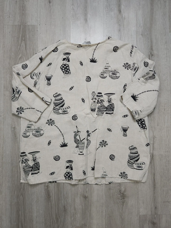 Conjunto de lino Marc Ware de algodón vintage parte superior inferior para mujer talla grande 1X/2X Foto 3 de 4