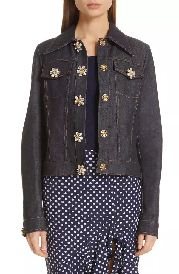 Michael kors top embroidered denim jacket