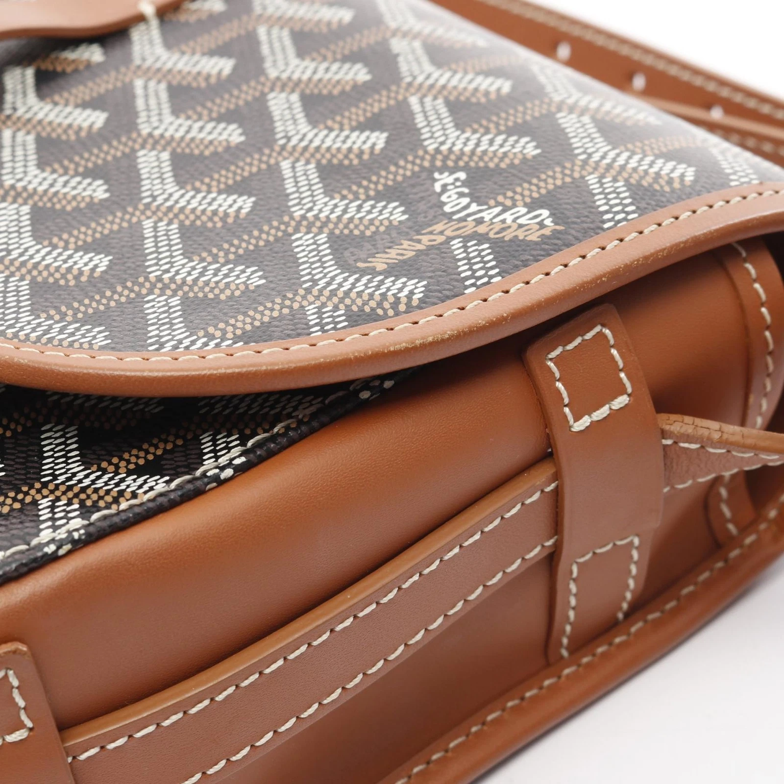 Borsa a tracolla GOYARD Belvedere PM tela pelle marrone nera usata donna