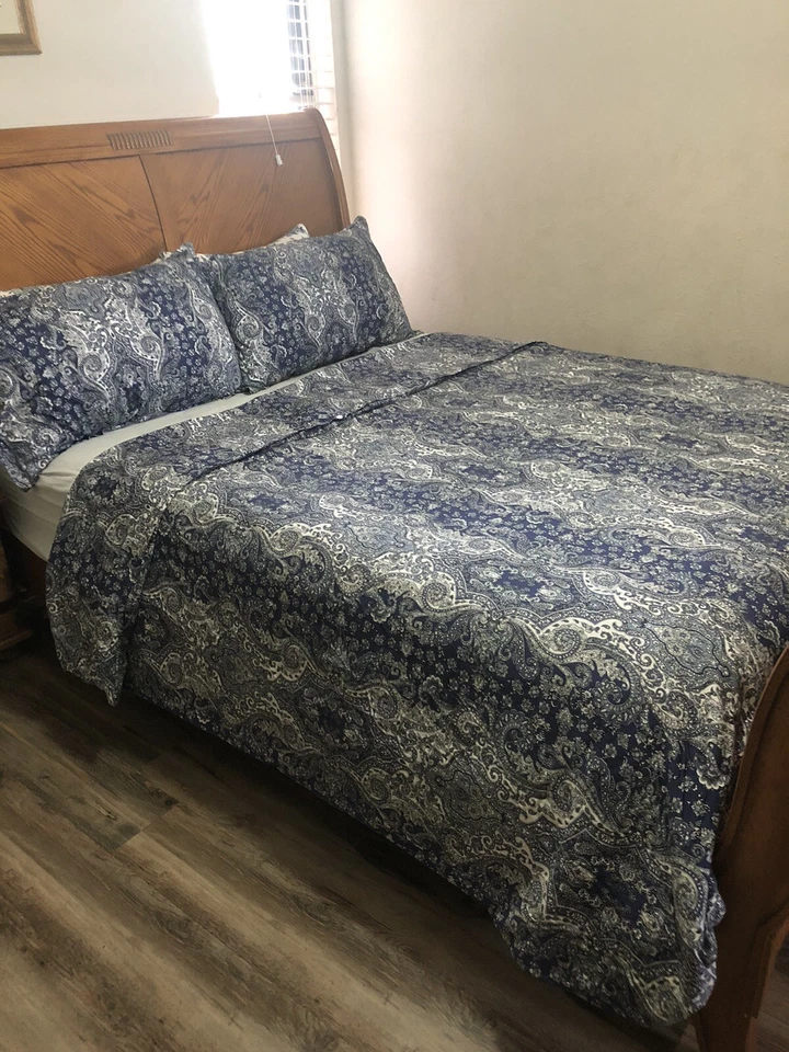 "Funda nórdica reversible azul marino blanco cachemir king con fundas king 102x90"" usada en excelente estado" Foto 2 de 4