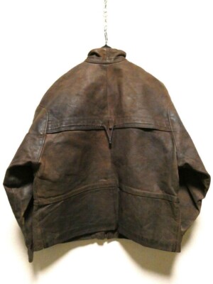 No Brand Leather Fireman Jacket Men Size unknown Brown Made In