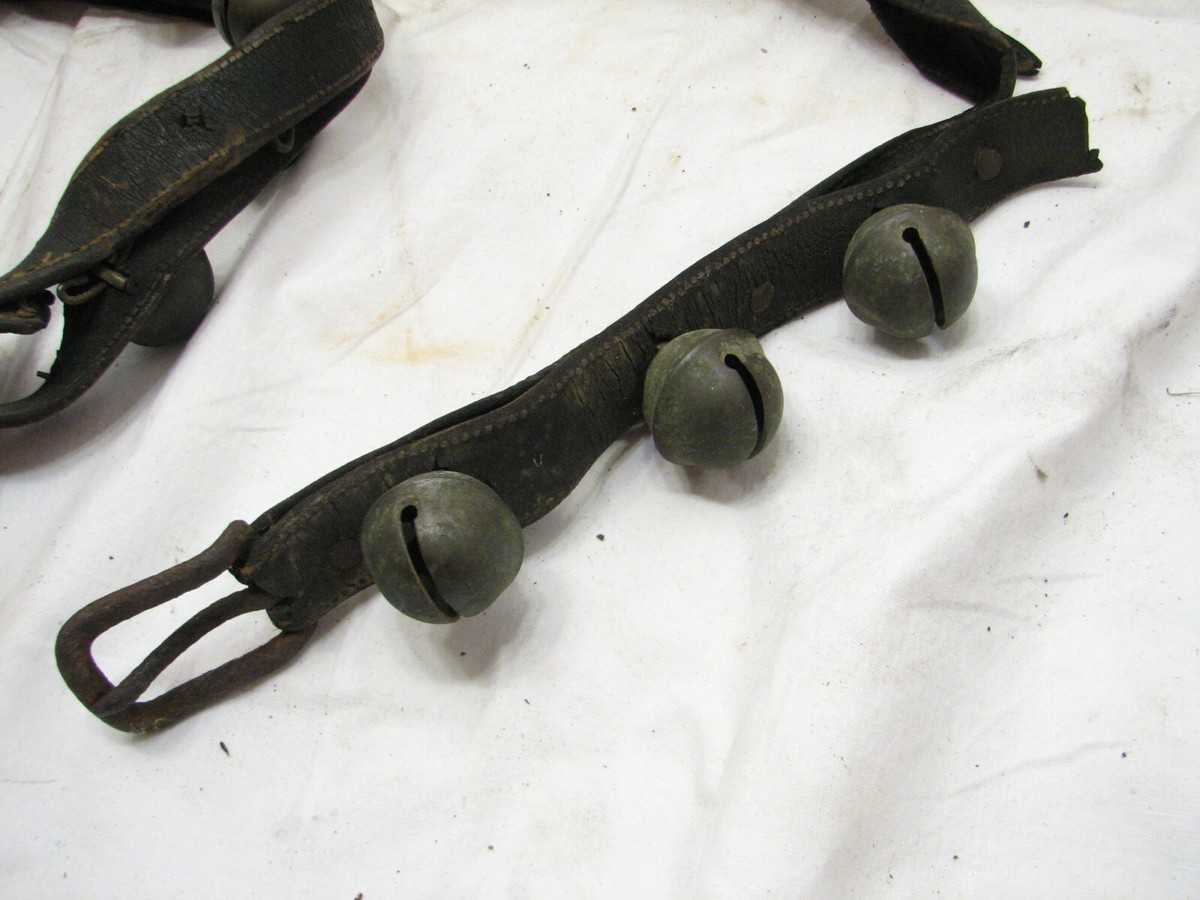 Set 27 Early Antique Brass/Bronze Sleigh Bells Neck Horse