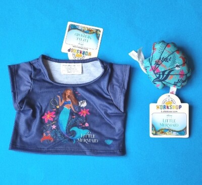 Disney THE LITTLE MERMAID Build A Bear T-Shirt & SHELL Handgelenk Geschenk neu mit Etikett 