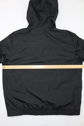 REEBOK Mens Windbreaker Jacket Black XL Full Zip Hoodie Lined Embroidered Snap - Picture 15 of 16