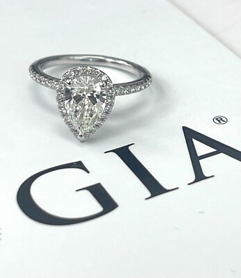 Natürlicher Birnen Brillant Diamant Verlobungsring GIA zertifiziert 14kt Weißgold