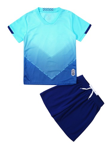 Kid Boys Football Tracksuit Basketball Team Gradient Print Quick Dry Uniform - Picture 8 of 143