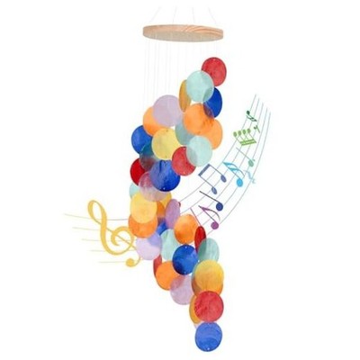 Seashell Wind Chimes for Outside - Handcrafted Colorful Spiral Shape Capiz
