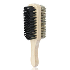 Medium Wooden Handle Double-Sided Beard Brush Nylon Bristles Gradient Layering S