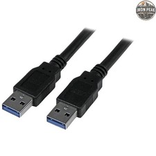 USB Cable 6ft Male to Male Black A to A 5Gbps High-Speed Connection