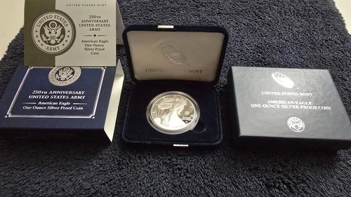 2025-W PROOF AMERICAN SILVER EAGLE IN OGP 250th ANN U.S. ARMY PRIVY - Free Ship!