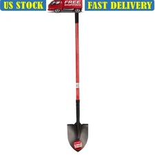 Durable Round Point Shovel W/ 48in Fiberglass Handle Heavy Duty Steel Blade New