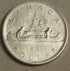 1961 CANADIAN SILVER DOLLAR ELIZABETH II, HIGHER GRADE, .800 silver BU Proof