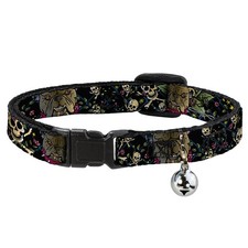 Cat Collar Breakaway with Bell Trust No One CLOSE-UP Black NARROW Fits 8.5-12"