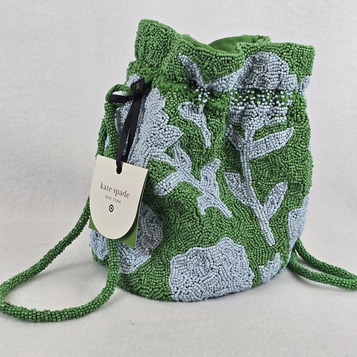 Kate Spade New York Drawstring Bucket Bag - Green and Light Blue - NWT Kate Spade New York Bucket Bag Pale Blue Pebbled Leather  main image 2