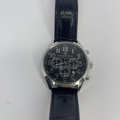 BROOKS BROTHERS / クォーツ腕時計/アナログ/レザー/SS Brooks Brothers Quartz Stainless 5ATM Water Resistant Black Dial
