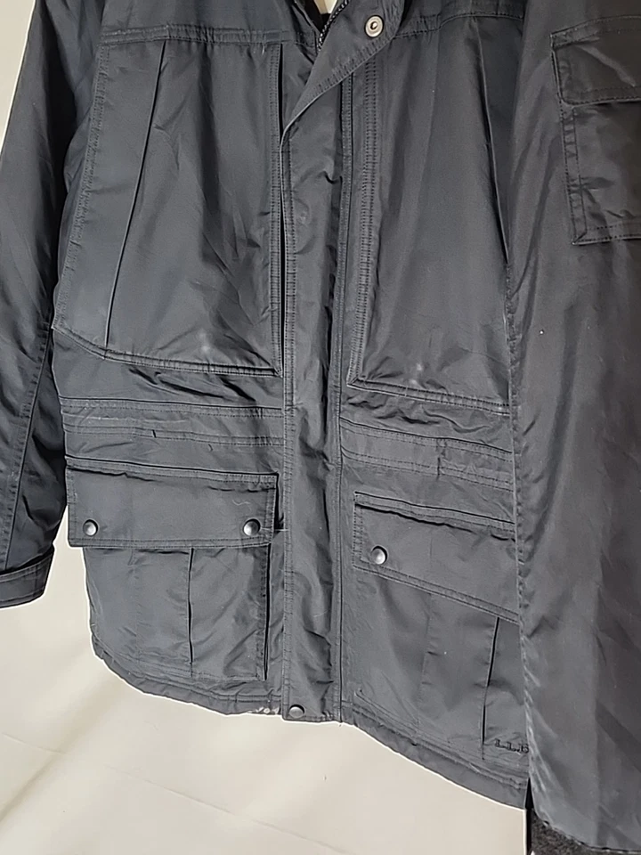 LL Bean Parka Black Down Fill Mens Lg Reg Insulated Winter Jacket No Fur Hood - Imagem 4 de 4