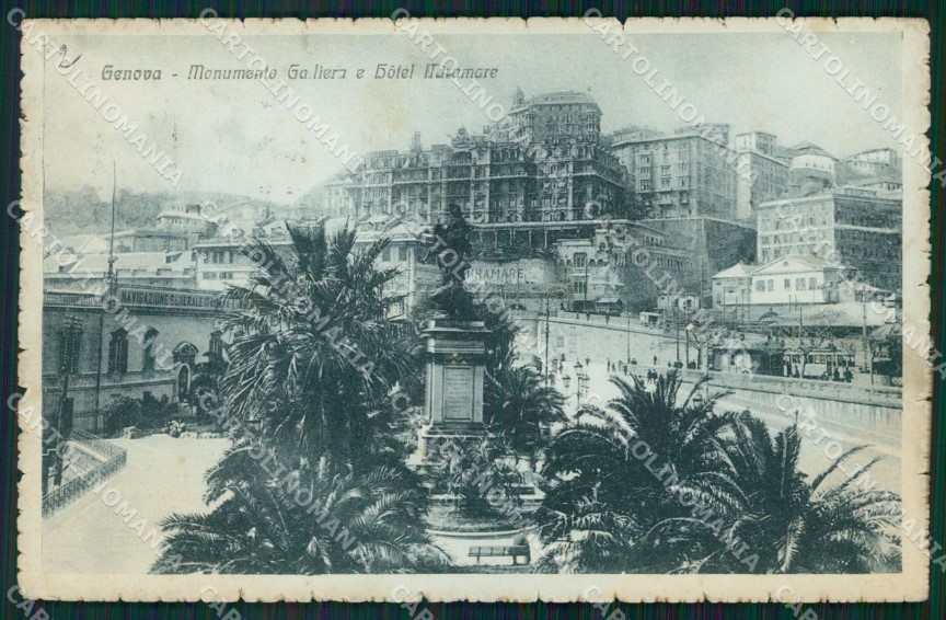 Genova Città Monumento Duca di Galliera MACCHIA cartolina WX2848