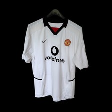Nike Manchester United 2003-05 Away Jersey White Vodafone Large Soccer Shirt