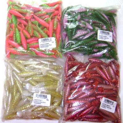 400 MISTER TWISTER 3 INCH TRI-ALIVE SASSY GRUB LURES GOLDEN SHINER TEXAS RED