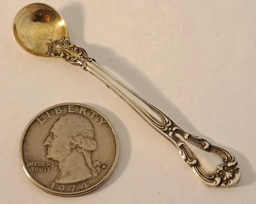 CHANTILLY by Gorham Sterling Silver Salt Spoon 2 3/4" Gold Wash NO MONOGRAM