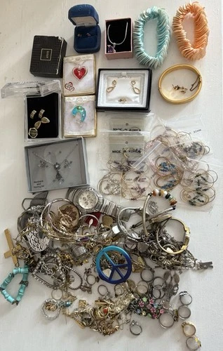Costume Jewelry Lot Vintage Modern Necklaces Rings Earrings Bracelets Timex