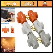 3-Outlet Power Tap Adapter, Heavy-Duty 3-Prong Plug Extender, T-Shape Splitter,