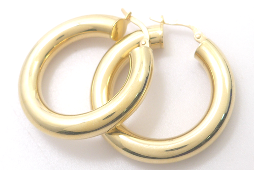 Gouden klapoorringen 14-karaat - 12 mm x 3 mm Gouden klapoorringen 14-karaat - 12 mm x 3 mm