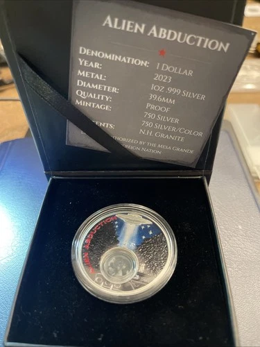 2023- 1oz .999 Silver Proof *ALIEN ABDUCTION* w/New Hampshire Granite- BOX & COA