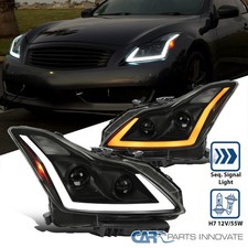 Smoke Fits 2008-2015 Infiniti G37 Q60 Coupe Projector Headlights Led Switchback