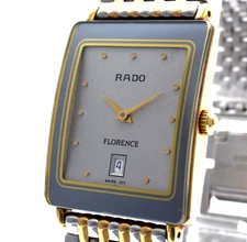 Vintage [N MINT] RADO Florence 160.3605.2N Gray Dial Date Qz Men's Watch JAPAN