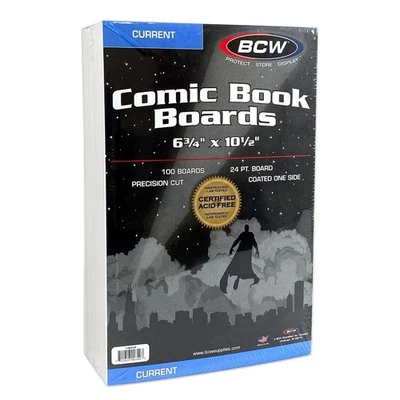 100 Pack - BCW Current Age Comic Book Backer Boards Acid Free 24PT 6" X 10 1/2" - Image 1 of 4