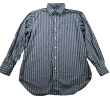 Polo Ralph Lauren Andrew Dress Shirt 15.5 32/33 Blue Striped Vintage Hong Kong