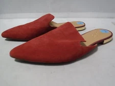 Franco Sarto Womans Shoes Size 7.5 M Red Leather Pointed Sandal Slide Flat Mules