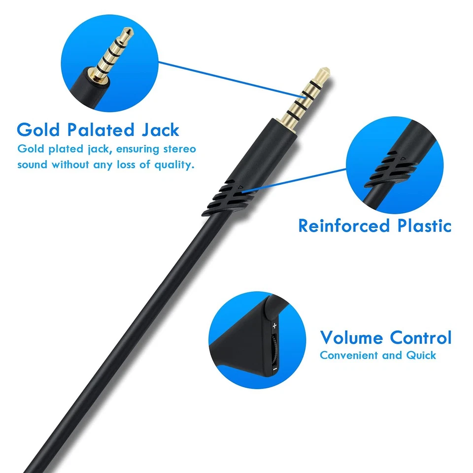 Replacement Audio Cable Cord Volume Control for Astro A10 A40 Gaming Headset 2M - Image 4 of 4