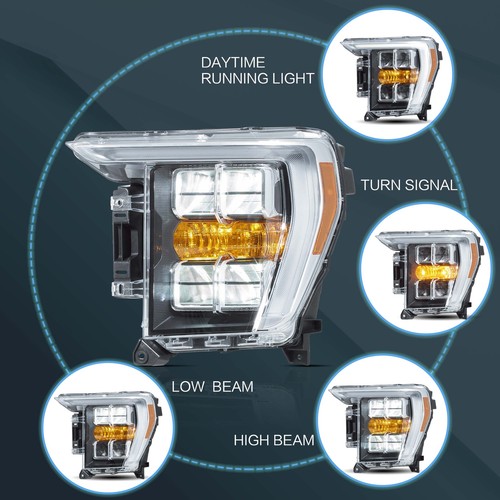2021-2023 Ford F150 Quad LED Headlight Replace OEM F-150 Front Head Lamps 1set - Picture 2 of 10