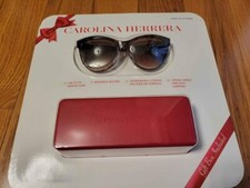 Carolina Herrera Women's Sunglasses Black Cat Eye Full Rim Red Case