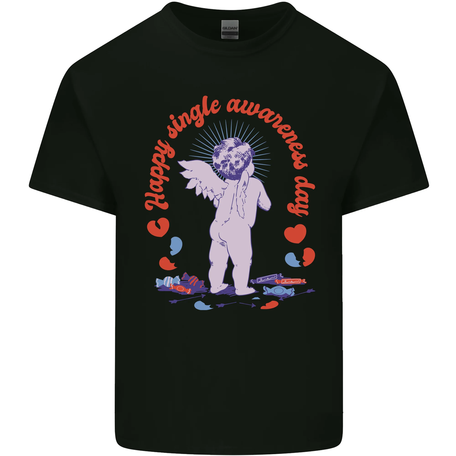 Happy Single Awareness Day Mens Cotton T-Shirt Tee Top