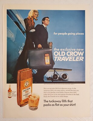 Vintage OLD CROW Straight Bourbon Whiskey print ad from a 1967 LIFE magazine