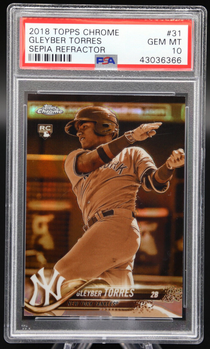 2018 Topps Chrome GLEYBER TORRES #31 Sepia Refractor Rookie PSA 10 Gem Mint 💎